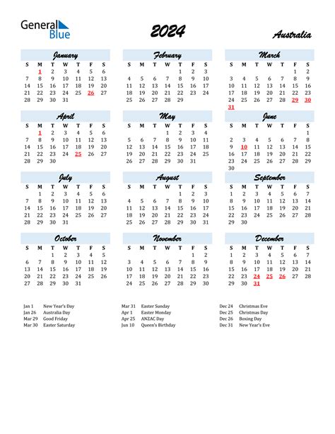 Printable 2024 Calendar With Holidays Australia Calendar 2024 Free