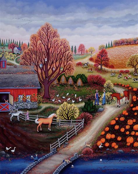 Autumn Farm Painting By Kathy Jakobsen Pixels
