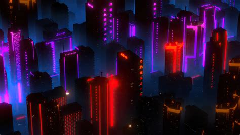 Neon City Buildings 4k Hd Artist 4k Wallpapers Images Backgrounds