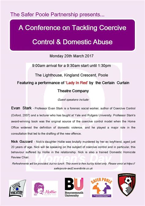 Understanding controlling or coercive behaviour. Coercive Control Conference 20th March Poster - UK SAYS NO ...