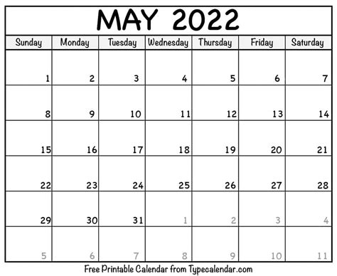 May 2022 Calendar May 2022 Free Printables