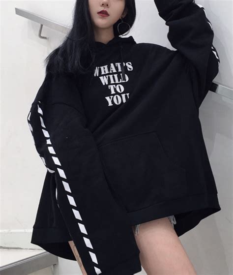 Hoodie Black Korean Aesthetic Outfits