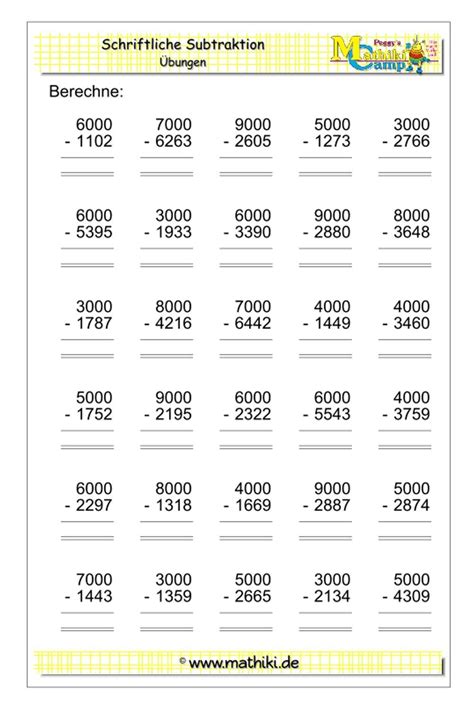 It conducts which is authenticated by government of Schriftliche Subtraktion Mathe Arbeitsblätter Klasse 4 Zum ...