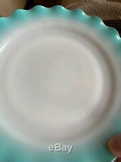 Vintage Hazel Atlas Crinoline Ripple Blue Dishes Dinner Plate