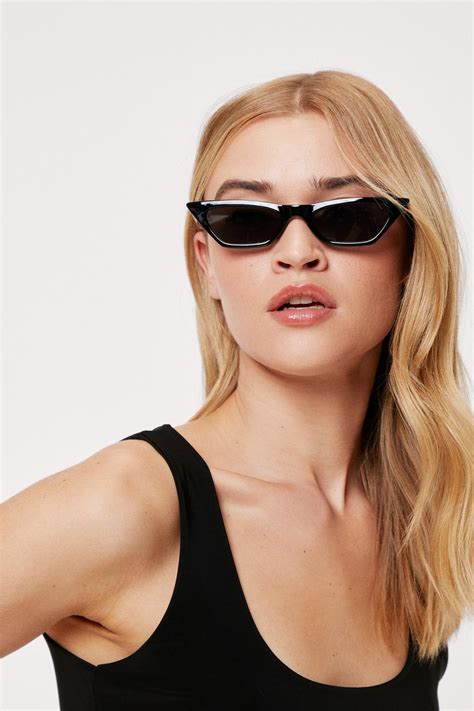 Tinted Slim Cat Eye Sunglasses Nasty Gal