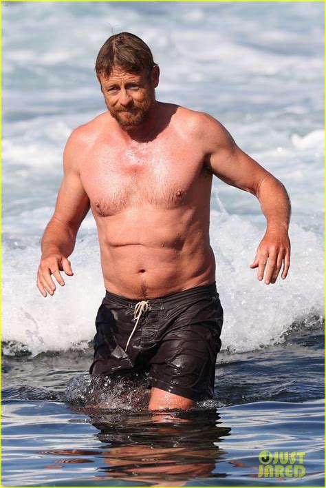 Photo Simon Baker At The Beach With Son Claude Baker 05 Photo 4634040 Just Jared