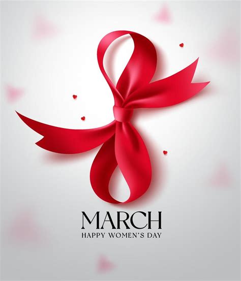 happy women s day text vector background march 8 in red ribbon elements decoration for