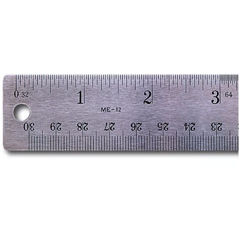 Ruler Stainless Steel Inch 32nd64th And Metric Graduations W Non