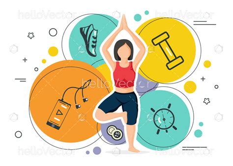 Health And Fitness Concept Graphic Womens Fitness Vector