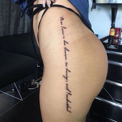 In the past few years, the hip tattoos became very popular. Vertical Script Hip Tattoo - Tattoo Designs for Women