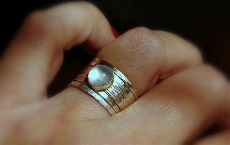 Simone Unique Rustic Stackable Moonstone Wedding Ring