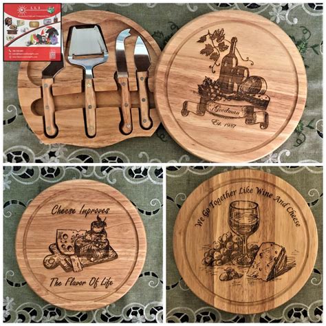 Custom Round Cheese Board With Tools Engraved Wedding T Etsy