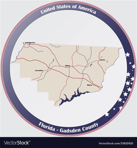 Map Gadsden County In Florida Royalty Free Vector Image