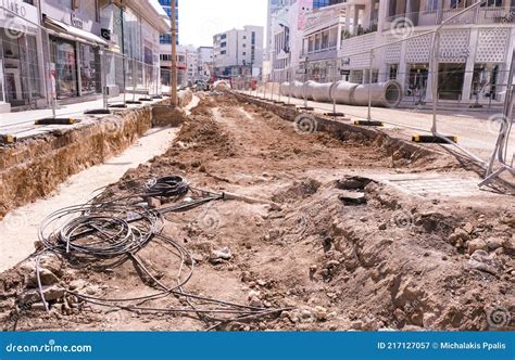 Road Construction Works Makarioy Street At The Centre Of Nicosia The