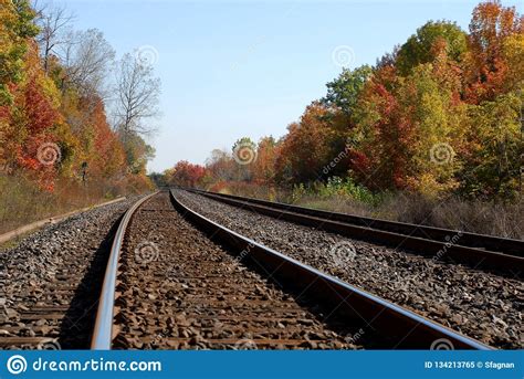 Autumn Foliage Along Railroad Tracks Stock Image Image Of Fliage