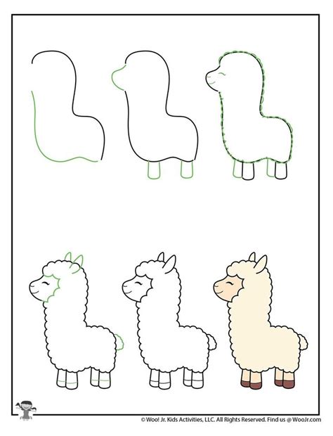 Drawing A Llama Steps Woo Jr Kids Activities Childrens