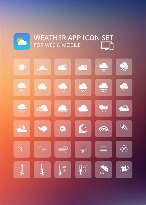 Freebie Weather App Icon Set For Mobile And Web