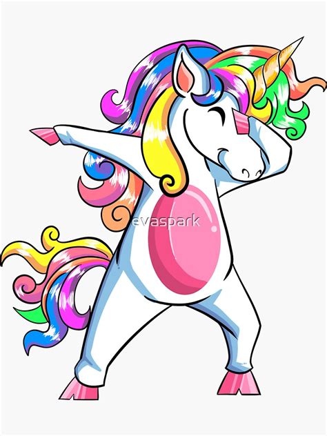 Rainbow Dabbing Unicorn T Shirt Unicorn Squad Party Ts Sticker By