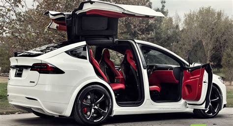 Custom Tesla Model X With Bentley Red Interior Selling For 180k