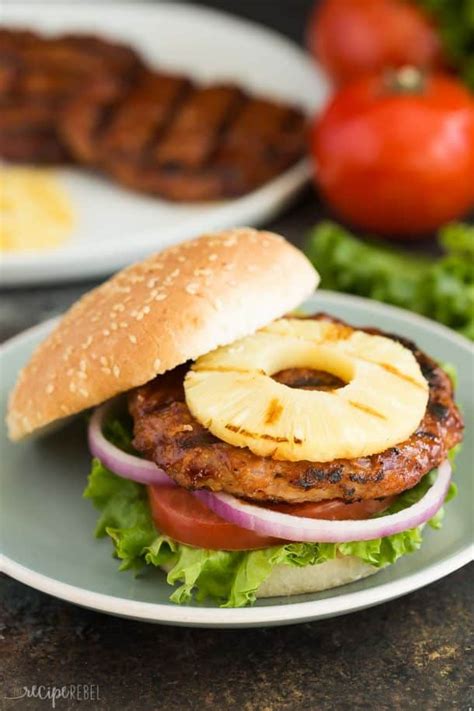 These burgers are for those looking to cut carbs and fat without sacrificing taste. Hawaiian Chicken Burgers with Grilled Pineapple + VIDEO