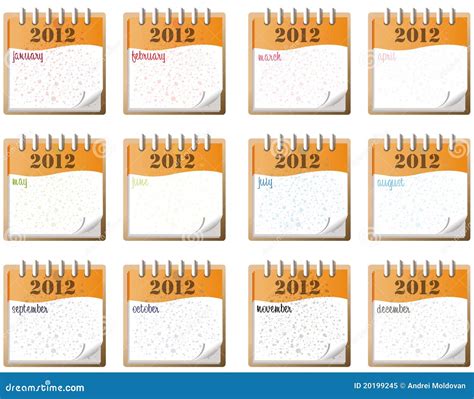 2012 Monthly Notes Stock Vector Illustration Of Friday 20199245