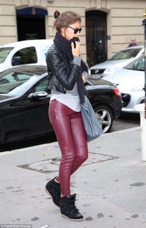 Irina Shayk Shows Off Her Enviable Figure In A Red Hot Leather Trousers