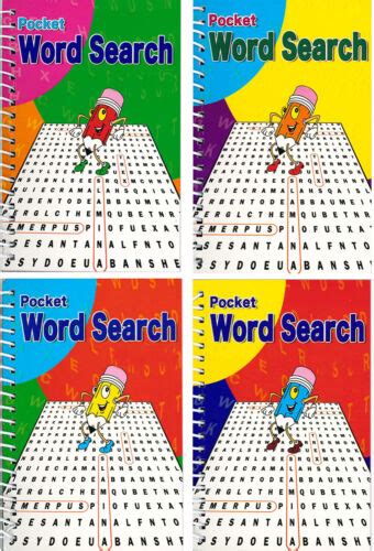 Set Of 4 Spiral Bound 102 Page New Word Search Puzzle Books Travel