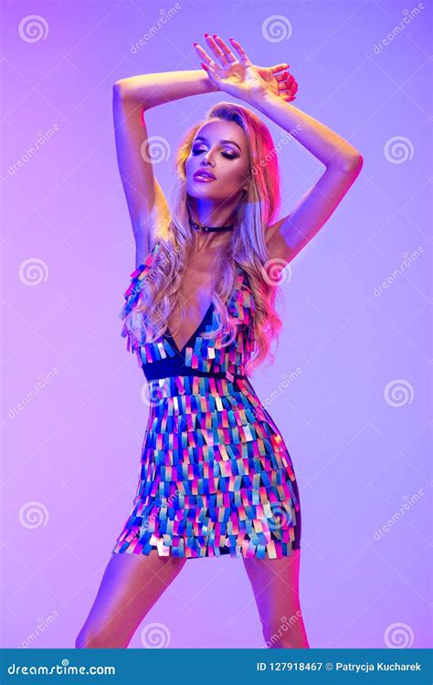 Sensual Blonde Woman With Long Curly Hair Stock Image Image Of Flash Cosmic 127918467