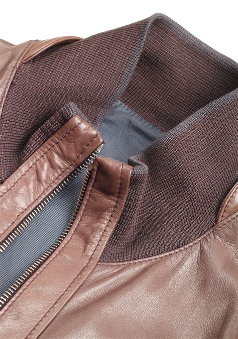 Ermenegildo Zegna Brown Reversible Bomber Leather Coat Size 50 40r U