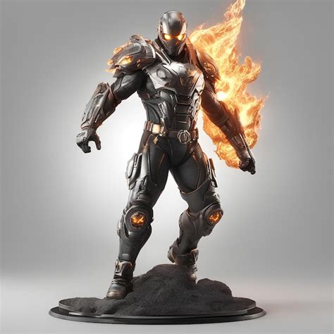 Premium Photo Gaming Character Super Hero In Suit Fire Superhero Suit