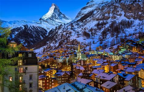 Photo Wallpaper Mountains Building Mountain Home Switzerland