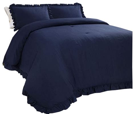 Lush Decor Reyna Comforter Navy 3pc Set King Traditional Comforters And Comforter Sets By