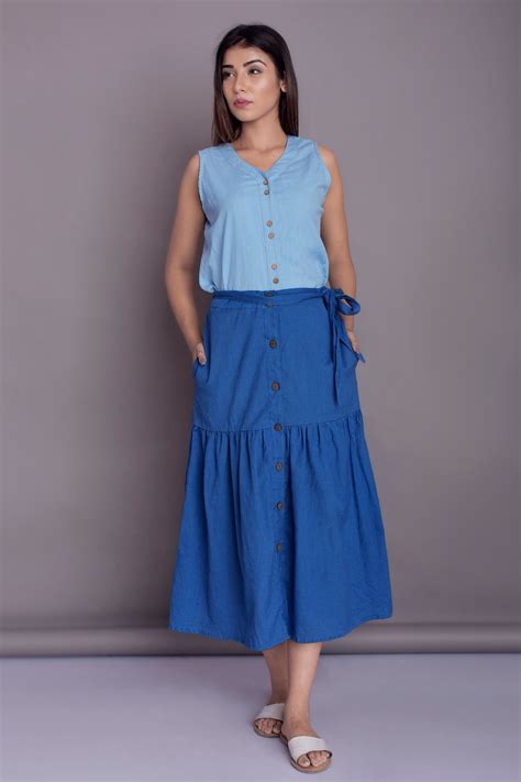 Full Length Button Down Linen Skirt With Belt Ruffle Linen Etsy