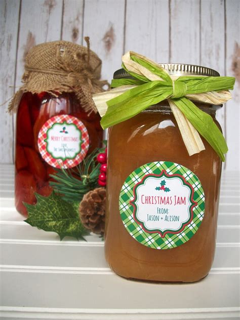 Custom Plaid Christmas Canning Jar Labels Red And Green Holiday Etsy