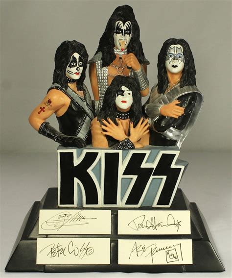 Kiss Band Figurine Signed By 4 With Gene Simmons Paul Stanley Peter