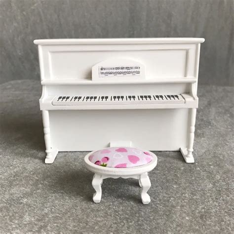 1/12 Dollhouse Miniature Accessories Mini Wooden Upright Piano with
