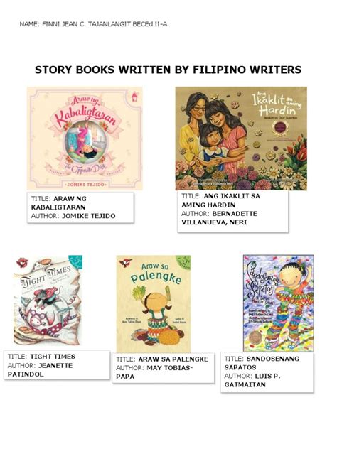 Filipino Writers Story Books