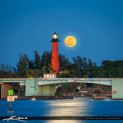 Jupiter Lighthouse Full Moon Rising Hdr Photography By Captain Kimo