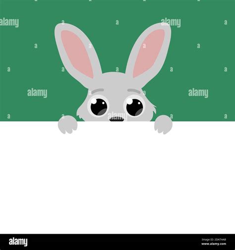 Curious Cute Easter Bunny With Big Eyes Cartoon Flat Vector