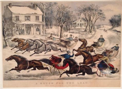 Intaglio Printmaking Currier And Ives Sleigh Ride Equine Art Folk