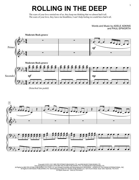 Rolling In The Deep sheet music by Adele (Piano Duet – 170530)
