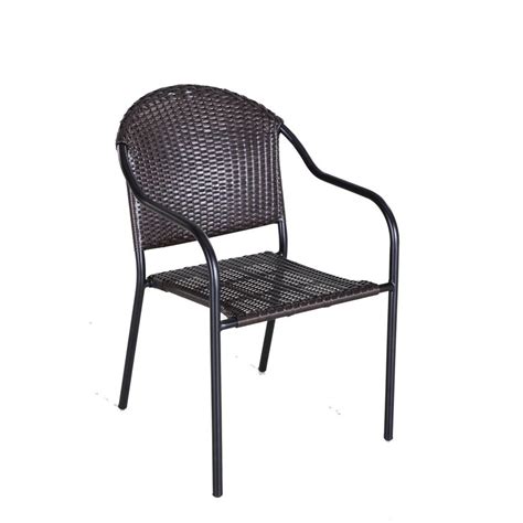 Stackable design is ideal for smaller spaces, no assembly required, so you can start using it sooner. Pelham Bay Dark Brown Woven Seat Steel Stackable Patio ...