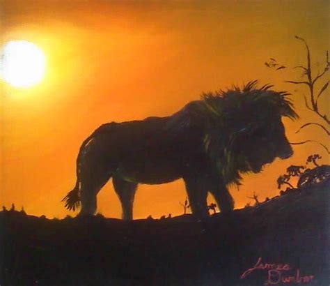 Lion At Sunset Painting