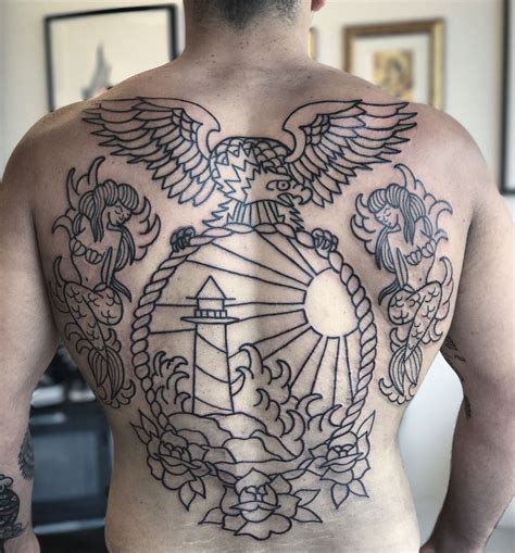 Traditional Back Piece Tattooed By Shannon Pagliarini At Crown And