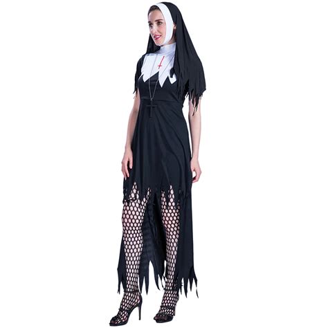 Adult Women Sexy Nun Costumes For Halloween Cosplay Party Fancy Dress