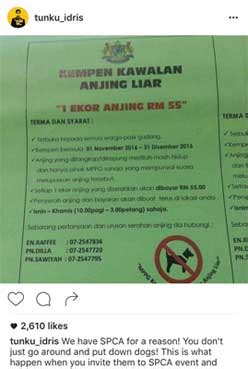 Begitu juga dengan kasus anjing. Putera Johor tegur PBT tawar RM55 tangkap anjing liar ...