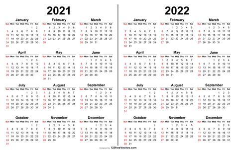 Free 2021 2022 Calendar Printable Yearly Calendar Calendar