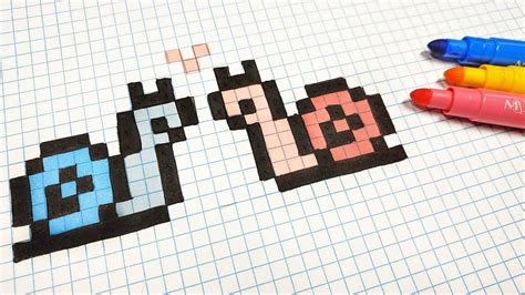Pixel Art Hecho A Mano Cómo Dibujar Caracoles Enamorados Dibujos En