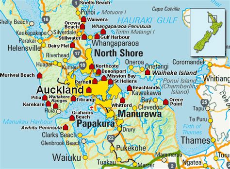 Under koppen's climate classification, the city has an oceanic climate. Map Of Auckland New Zealand - TravelsFinders.Com