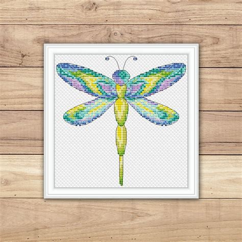 Dragonfly Cross Stitch Pattern Pdf Watercolor Dragon Fly Etsy